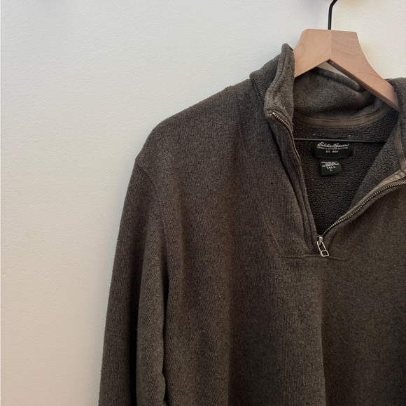 Eddie Bauer Men's Dark Green Quarter Zip Sweater - Picture 3 of 4